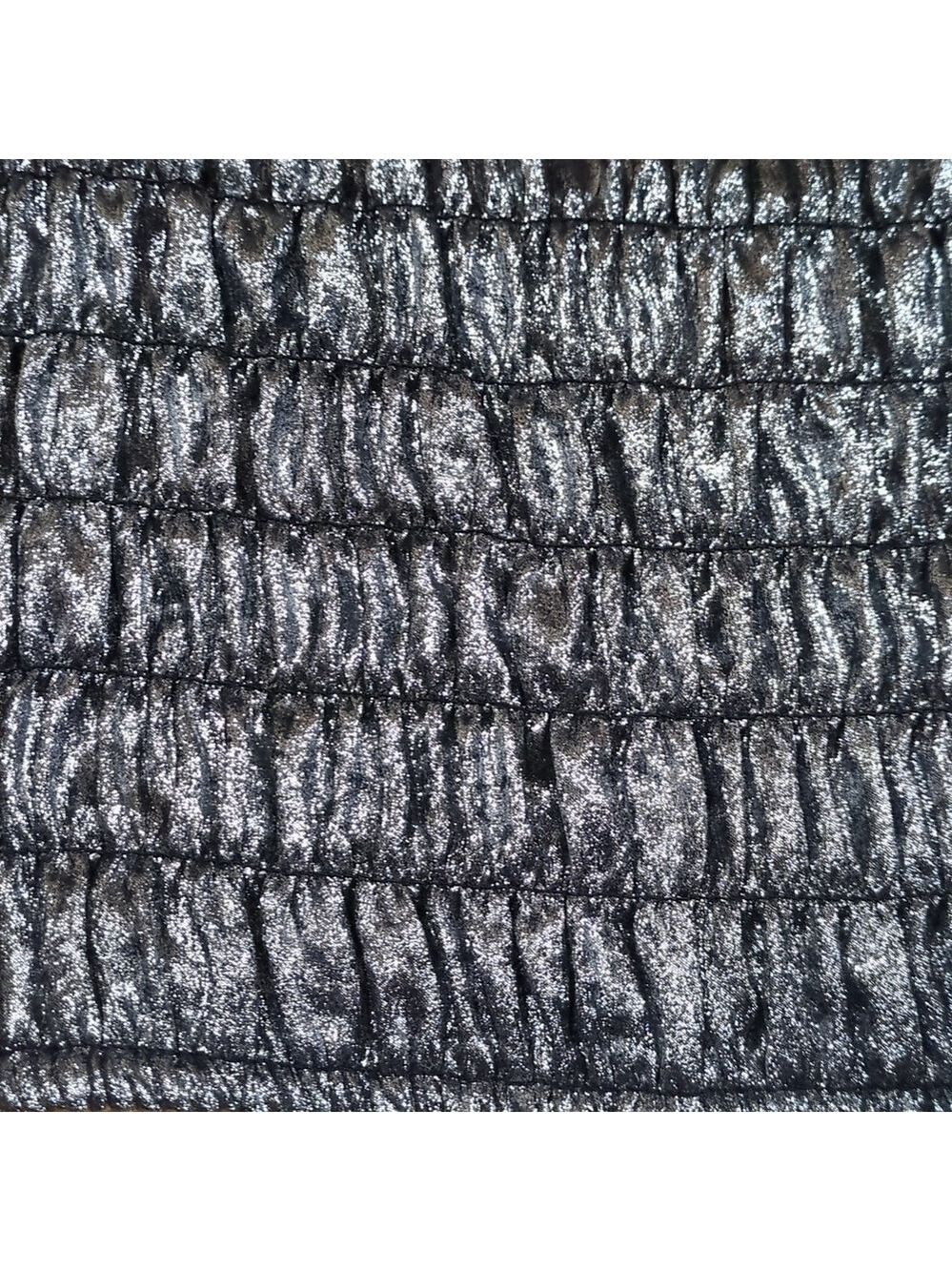 silver metallic strappy smocked top. 2XL - Picture 3 of 8